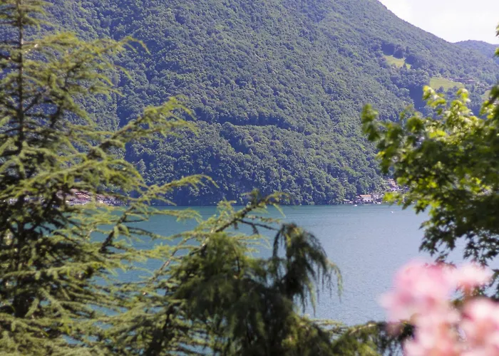 La Castignola Con Vista Di E Giardino Condiviso Λουγκάνο